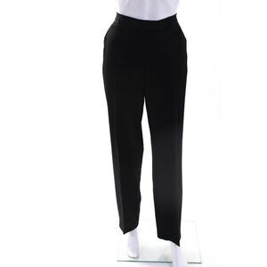 Como Sport Womens Hook & Eye Zipped Straight Leg Dress Pants Black Size 10